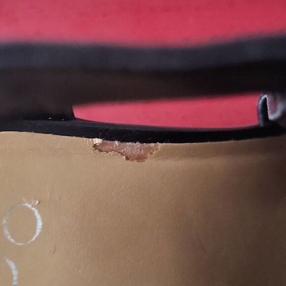 Franco Sarto Open Toe Mandi Block Heels Black Leather Shoes Women's 9.5 M - Picture 12 of 16